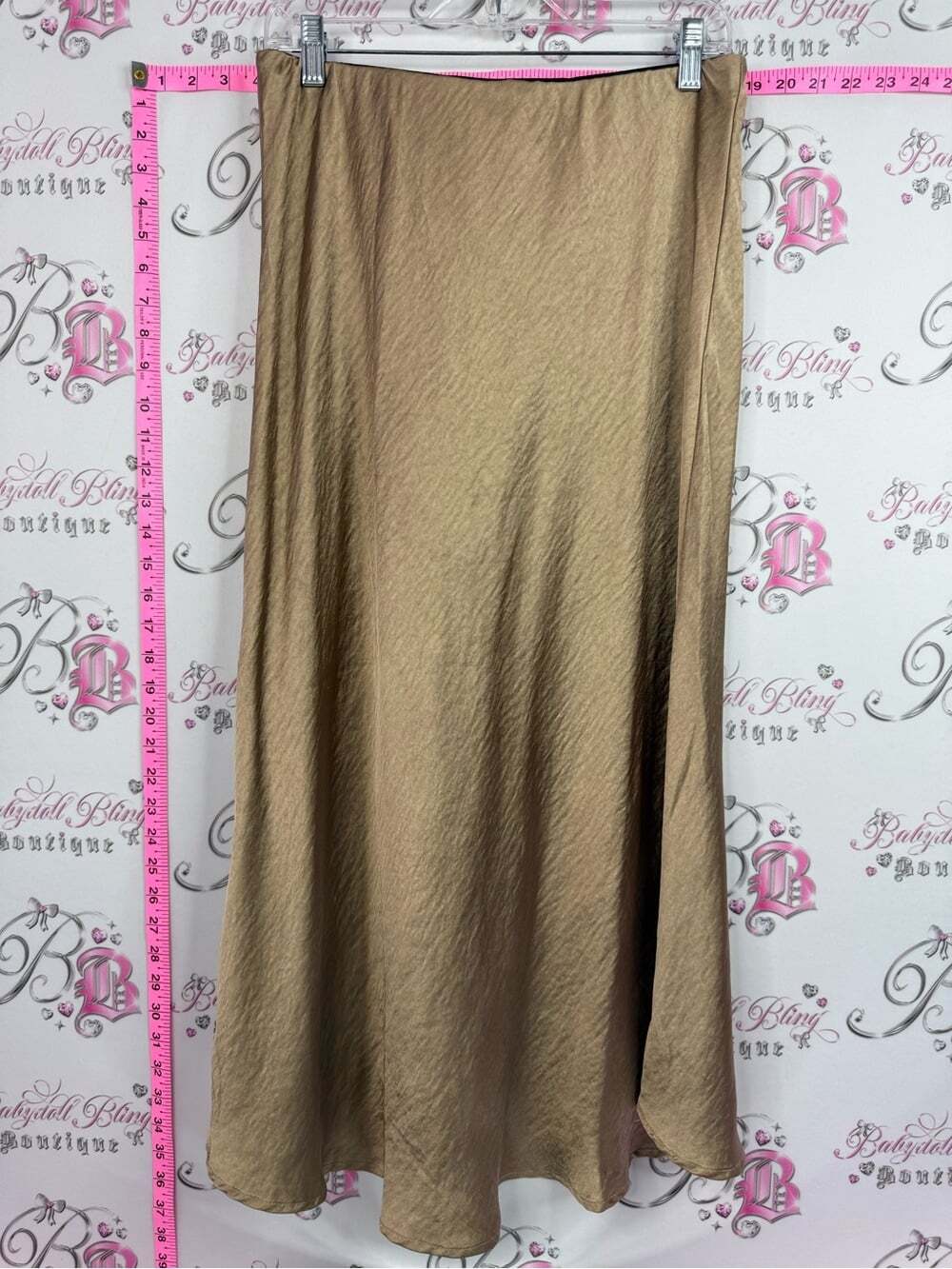 OAK + FORT skirt shiny flowy gold brown Bronze-Tone Satin Maxi Skirt